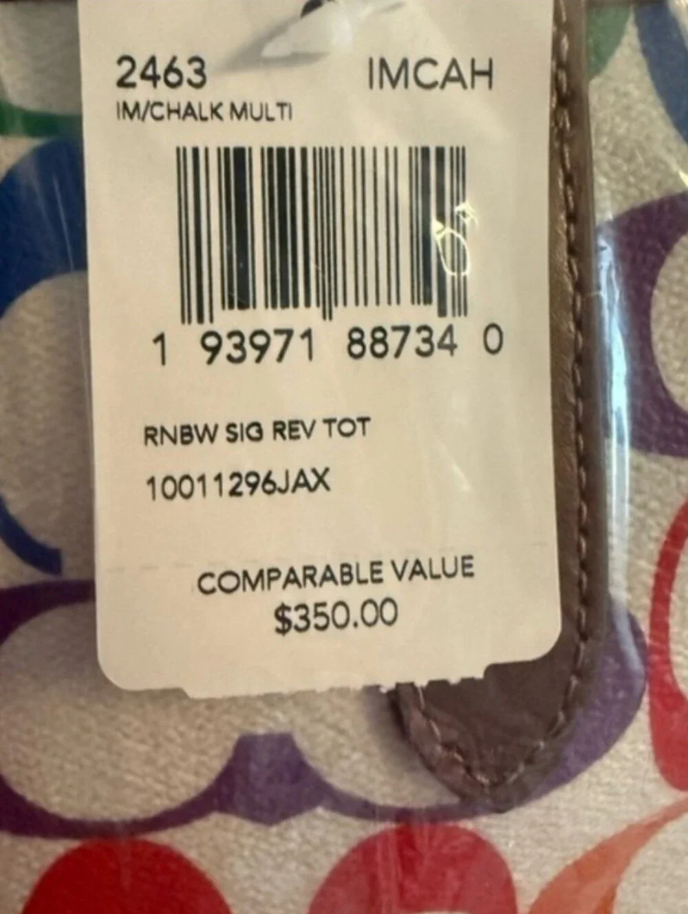 Coach Reversible Rainbow To Blue.  Limited Edition On White Lg. Tote. Authentic*